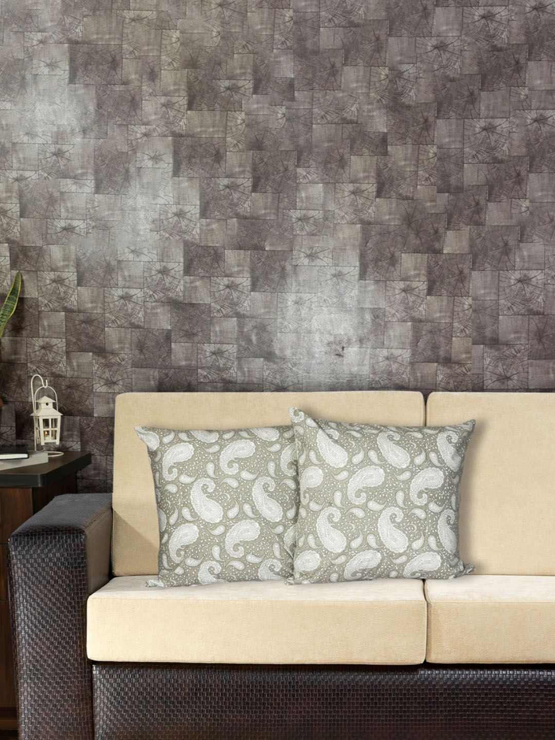 INDHOME LIFE Grey 2 Pieces Ethnic Motifs Cotton Square Cushion Covers-picture-23