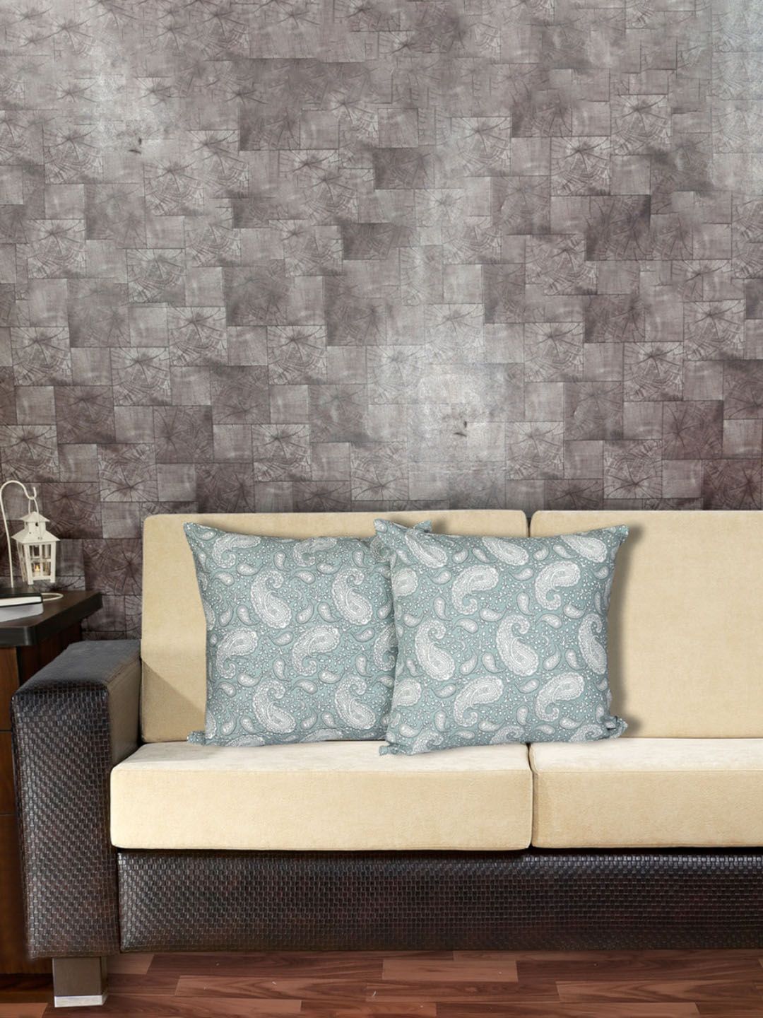 INDHOME LIFE Green 2 Pieces Paisley Square Cushion Cover-picture-38