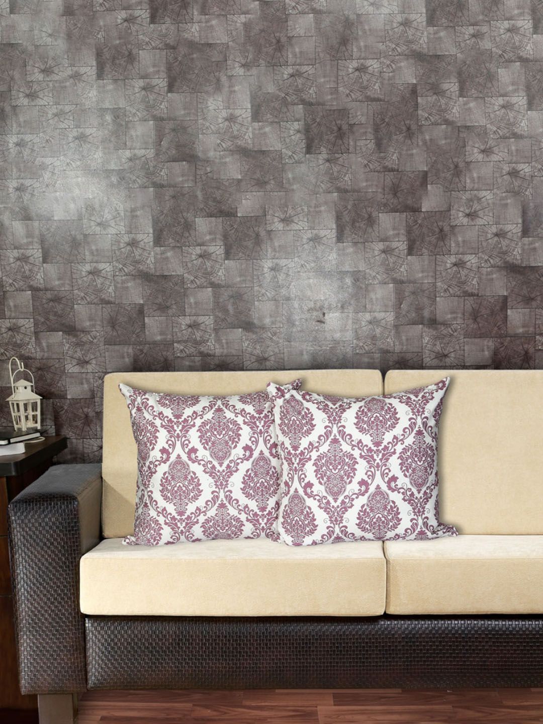 INDHOME LIFE Purple 2 Pieces Ethnic Motifs Cotton Square Cushion Cover-picture-37