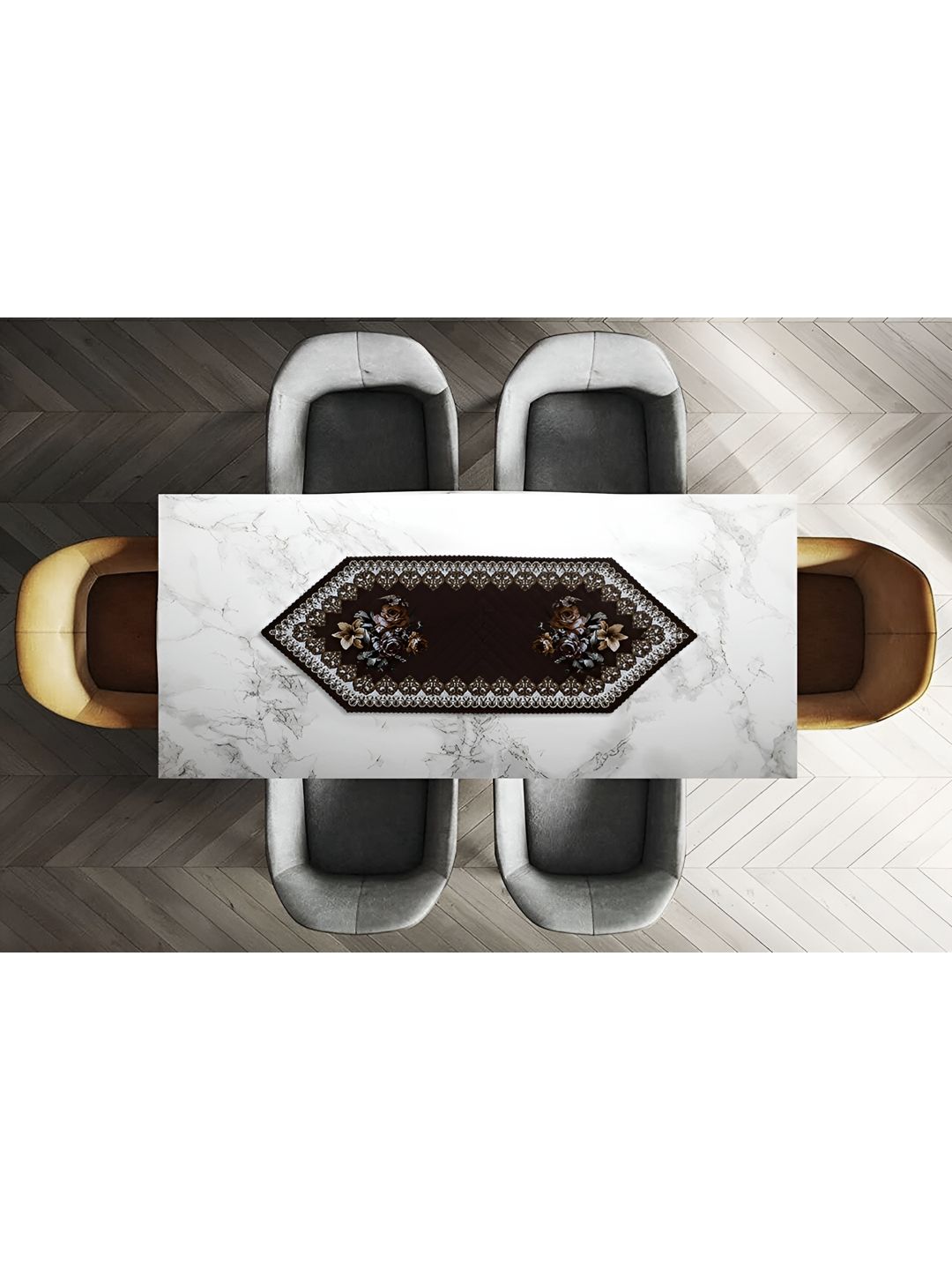 Dakshya Industries Brown Floral Printed Table Runners-picture-36