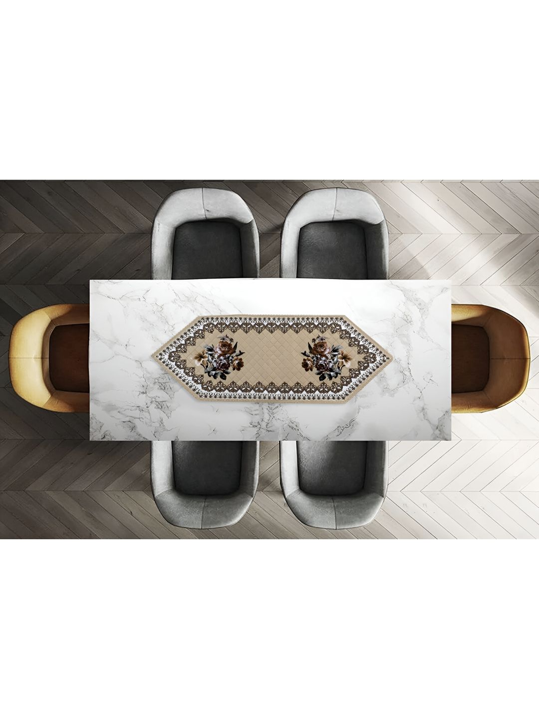 Dakshya Industries Cream Floral Printed Table Runners-picture-14