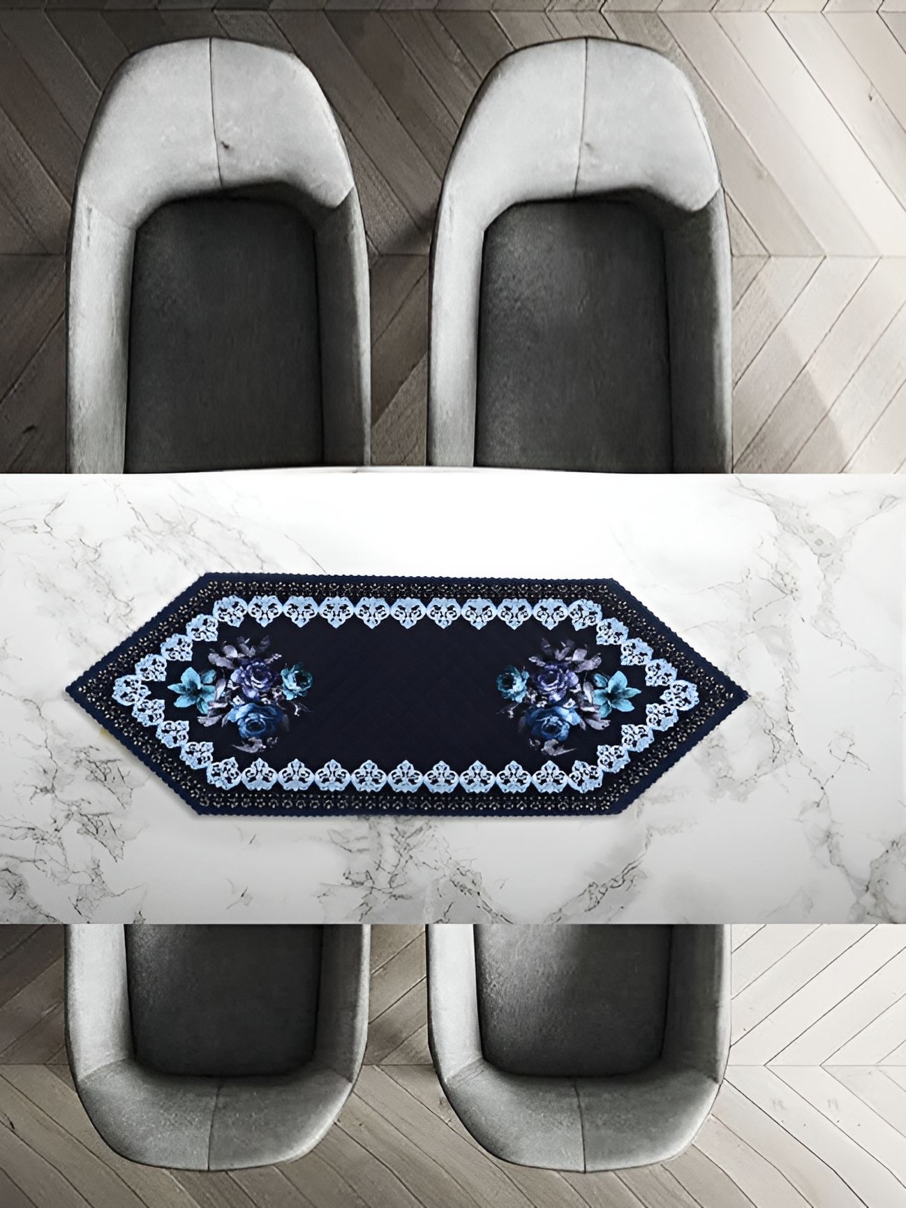 Dakshya Industries Blue Floral Printed Table Runners-picture-19