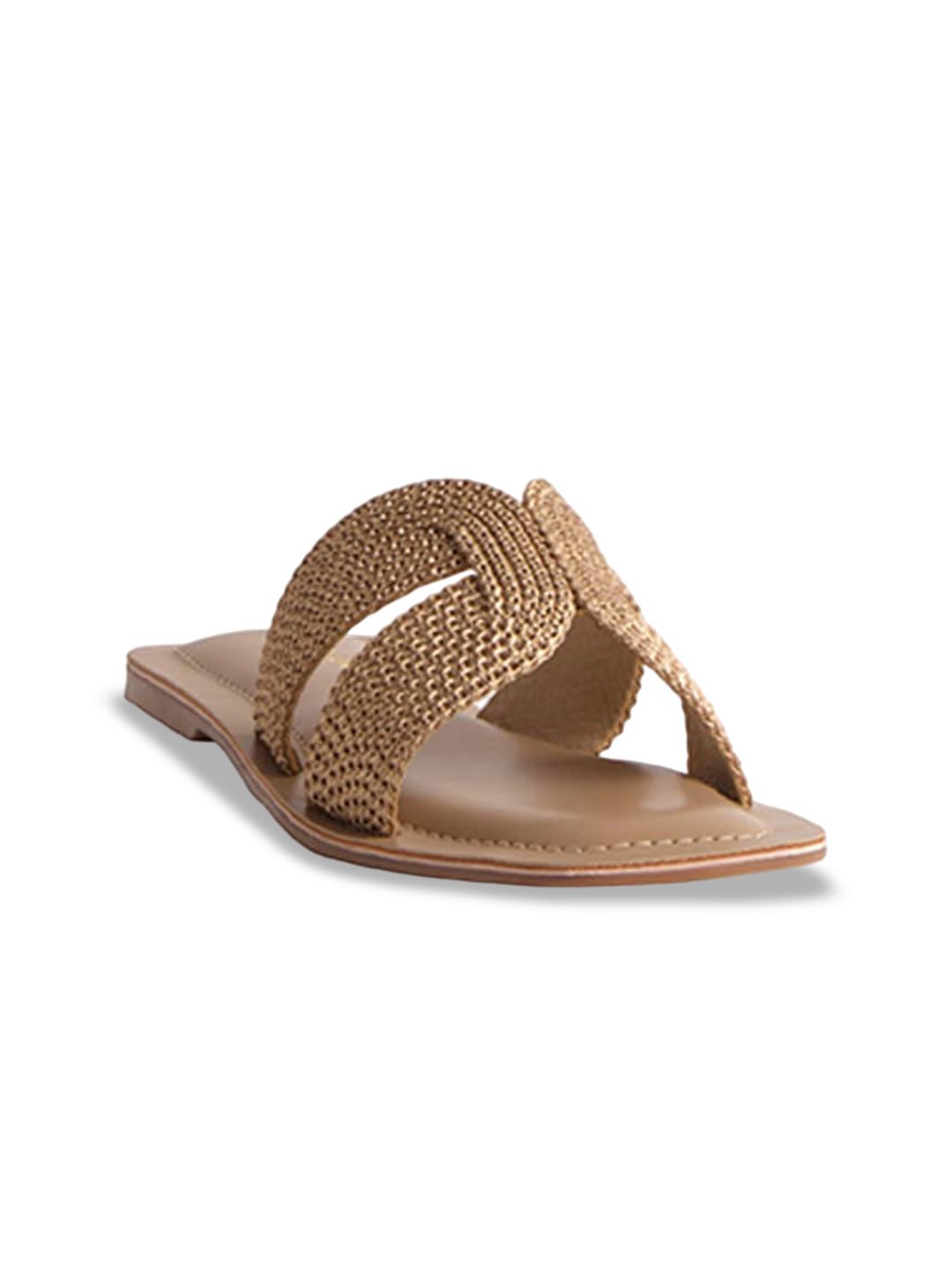 ERIDANI Textured Open Toe Flats-picture-10