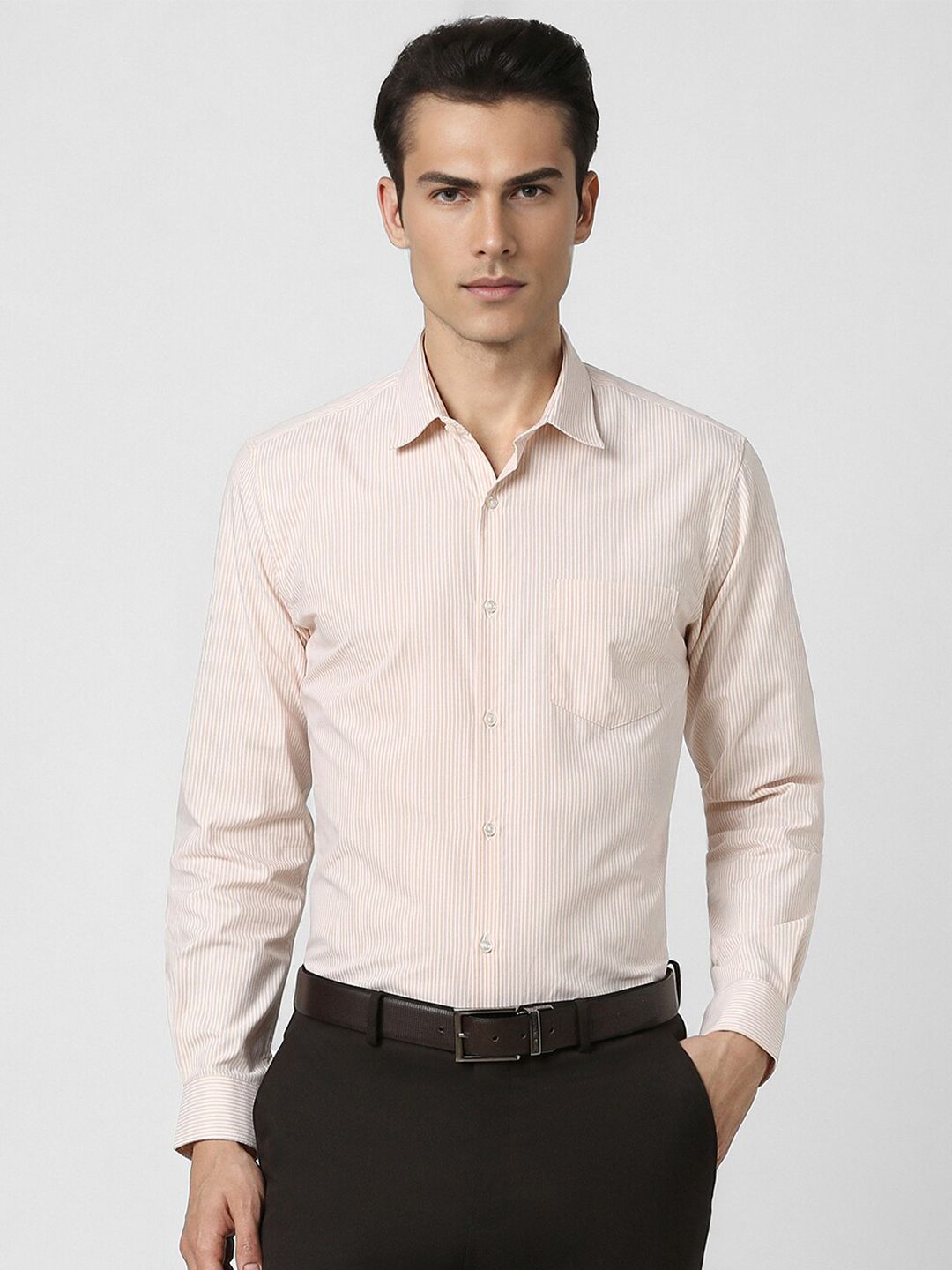 Peter England Spread Collar Long Sleeves Striped Regular Fit Formal Shirt-picture-14