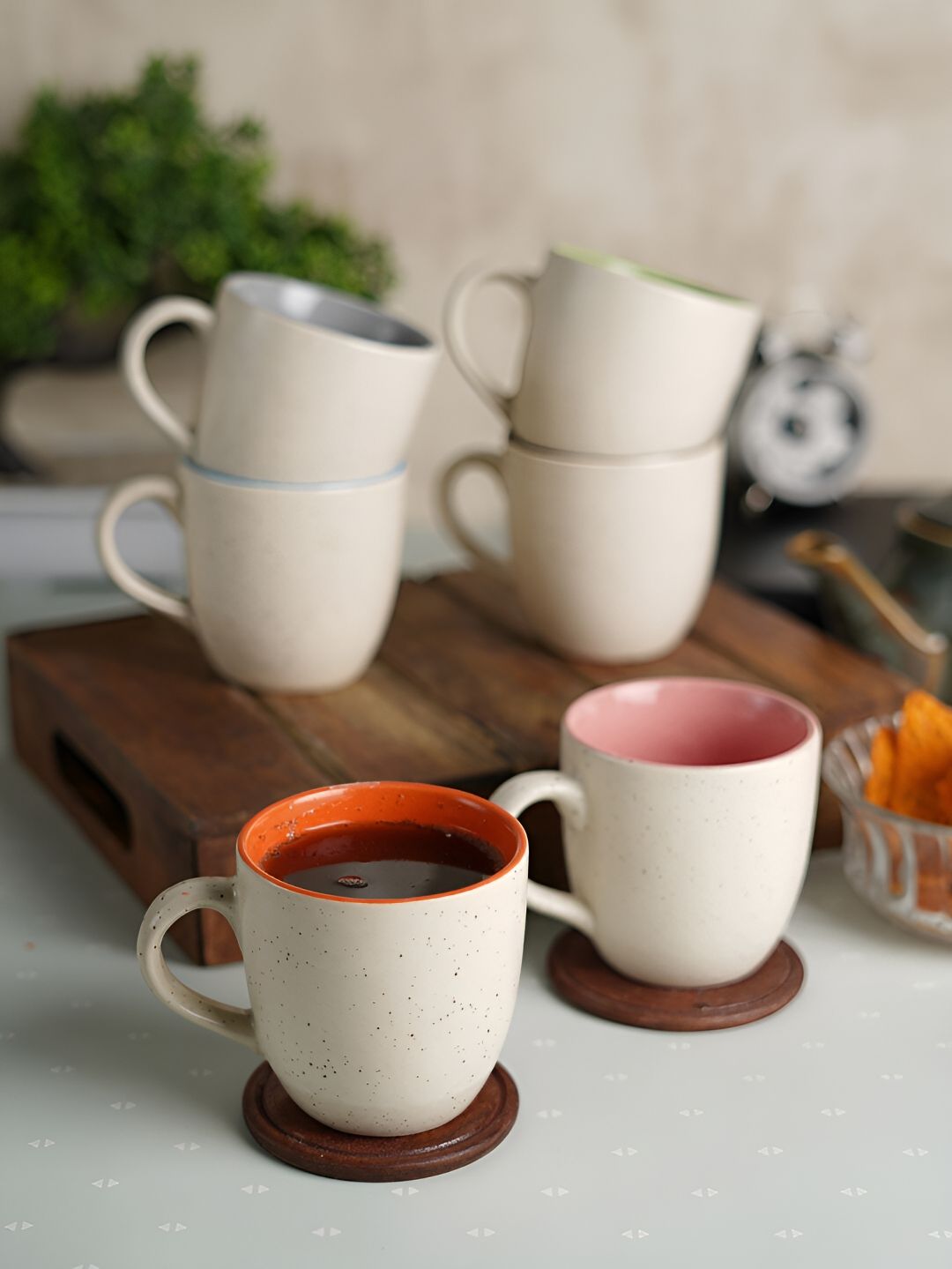 CDI White 6 Pcs Marble Designed Tea Coffee Mugs-image-38