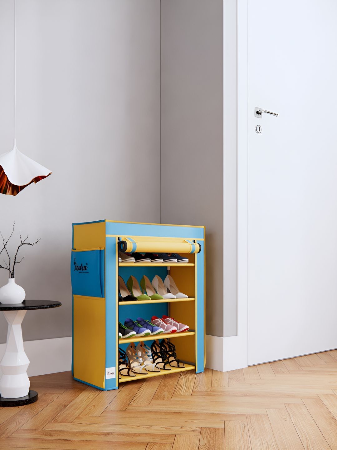 Pamworld Yellow & Blue 4-Tier Rectangle Shoe Rack-picture-16