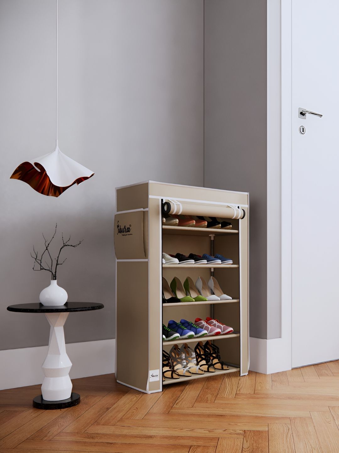 Pamworld Beige 5-Tier Rectangle Shoe Rack-picture-37