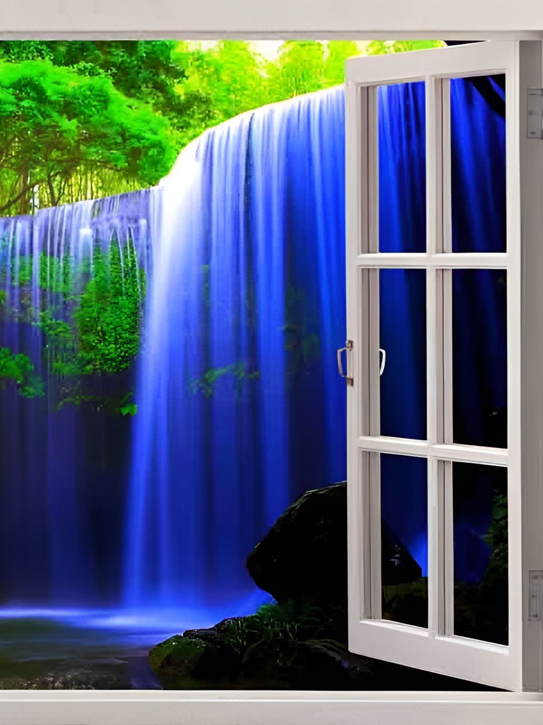 British Terminal Blue & White Waterfalls Wall Art-picture-38