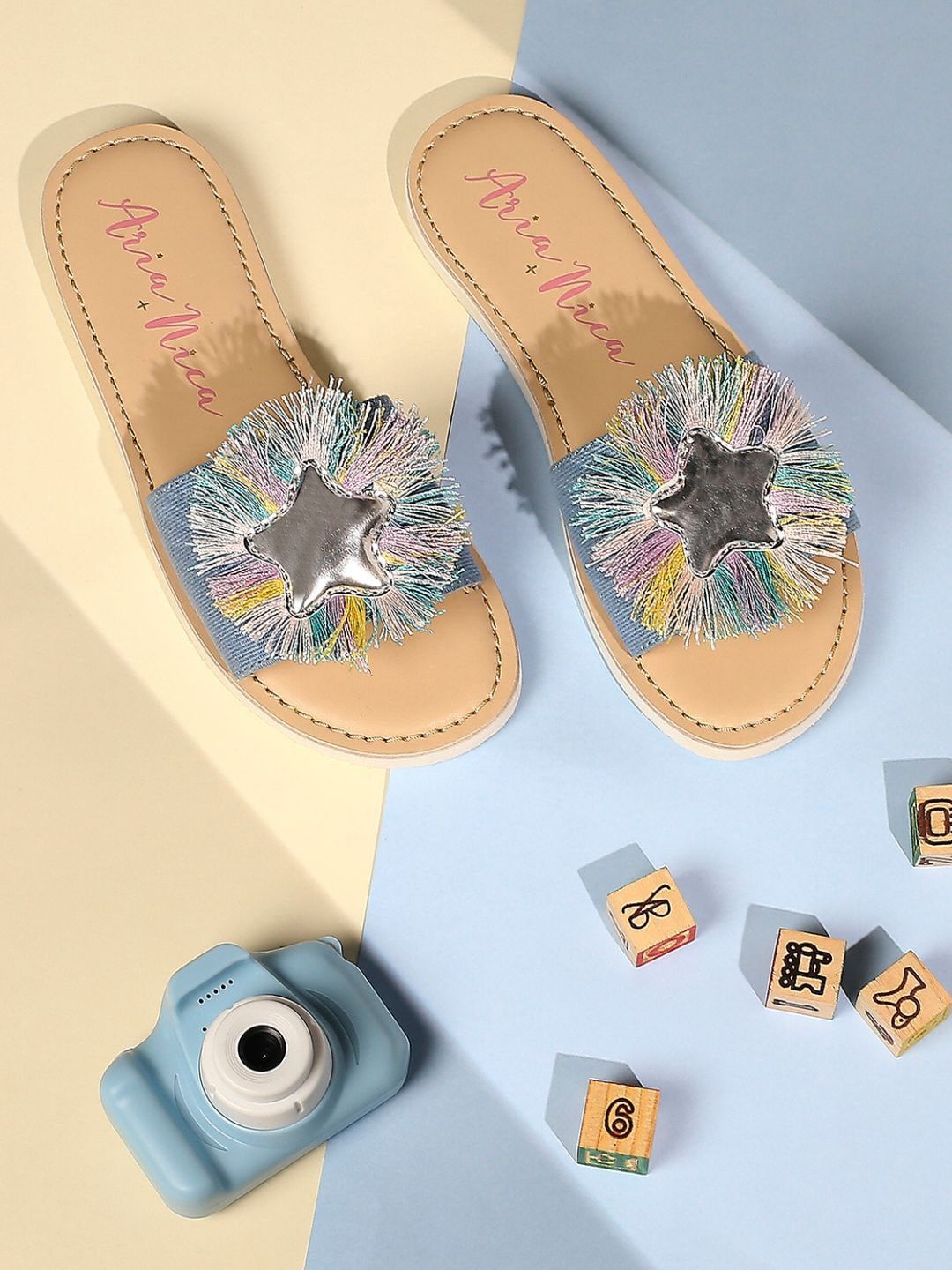 Aria Nica Girls Textured Open Toe Flats-picture-47