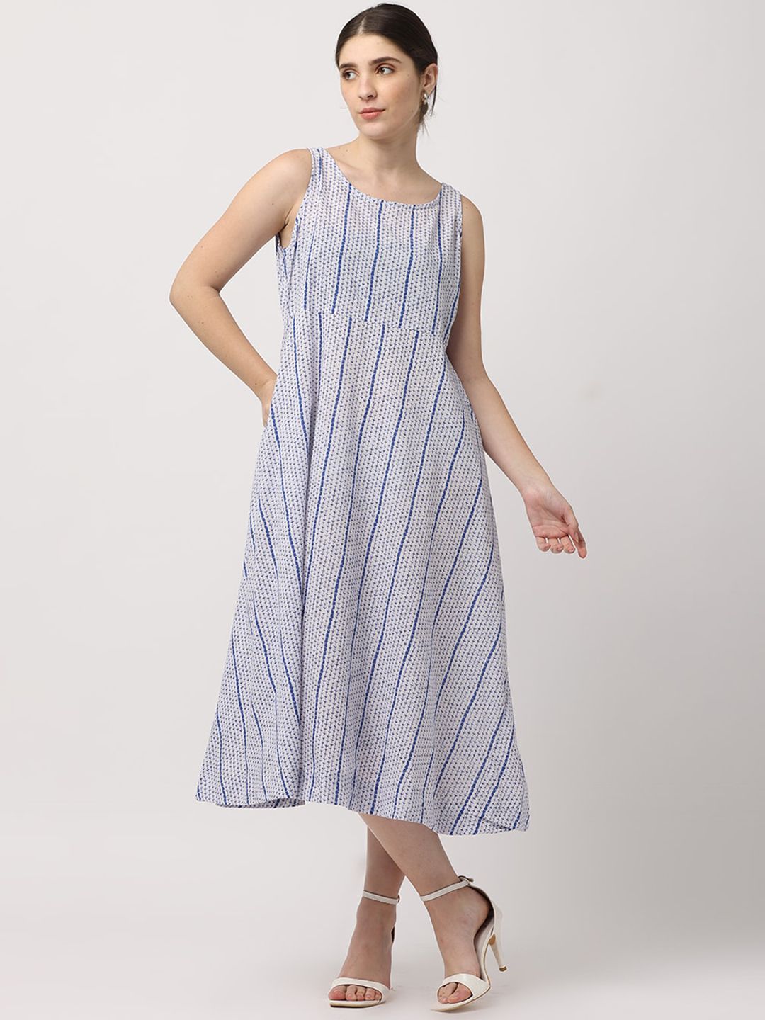 BLACK & BLAH BLAH Printed Cotton Flared Ethnic Midi Gown Dresses-picture-25