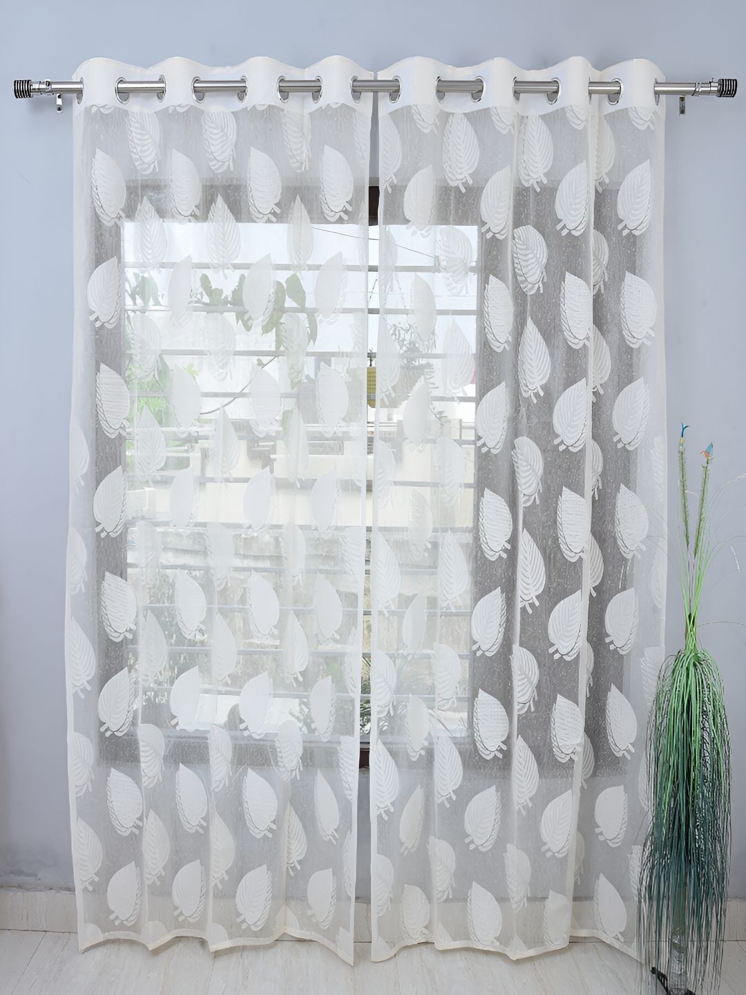 Aura Cream-Coloured Set of 2 Sheer Door Curtain-picture-51