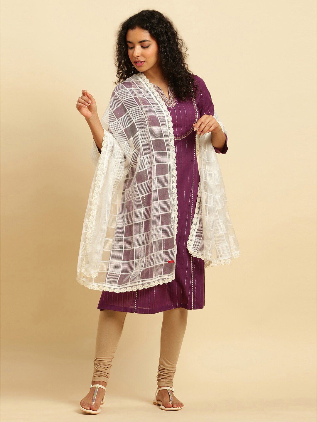 W Checked Viscose Rayon Dupatta-picture-51