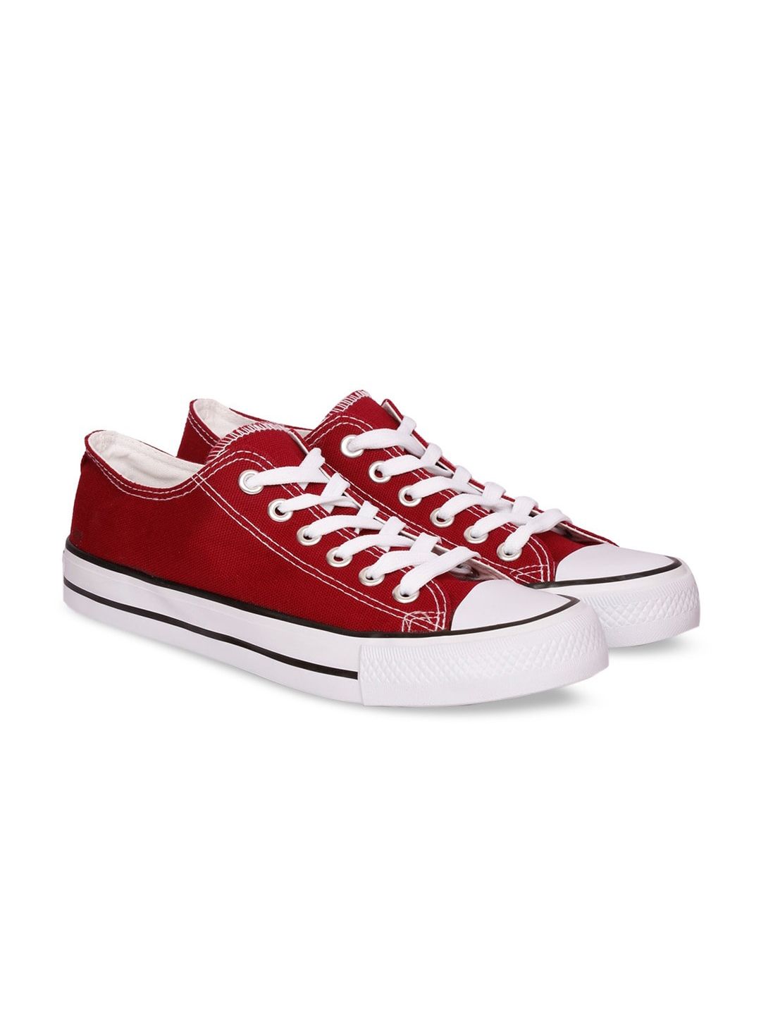 The Roadster Lifestyle Co. Men Maroon Comfort Insole Cleated Sole Canvas Lace-Up Sneakers-picture-25