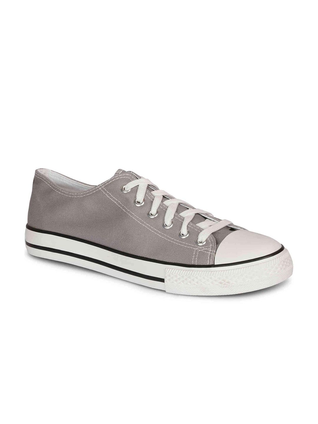 The Roadster Lifestyle Co. Men Grey Comfort Insole Cleated Sole Canvas Lace-Up Sneakers-picture-24