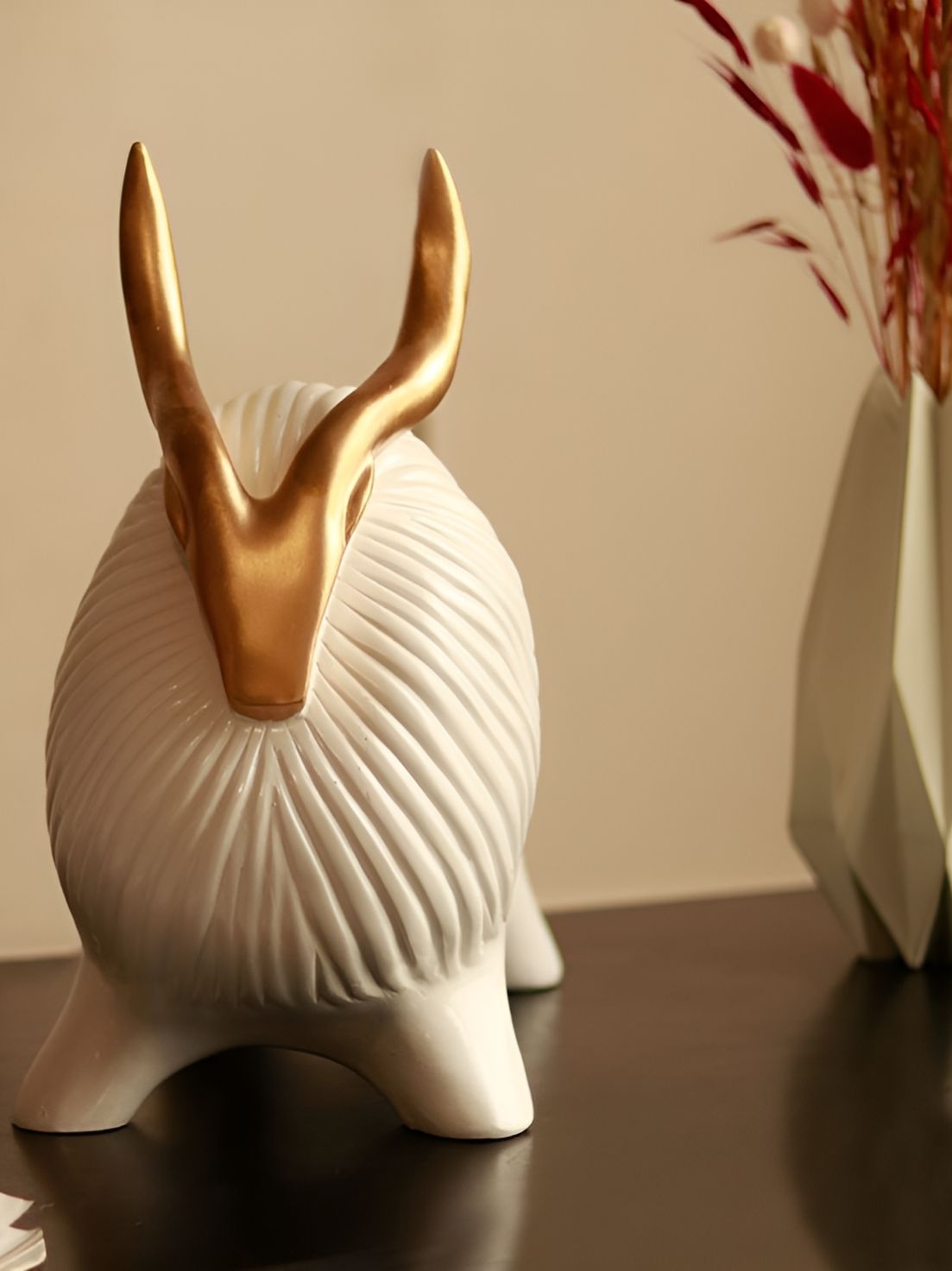 ArteCasa White & Gold Toned Figurine Showpiece