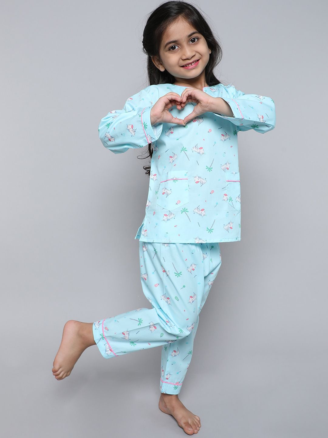 BAESD Girls Conversational Printed Pure Cotton Top with Pyjamas-picture-54