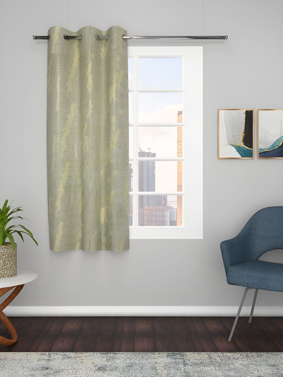 THE CONVERSION Green Striped Room Darkening Window Curtain-image-30