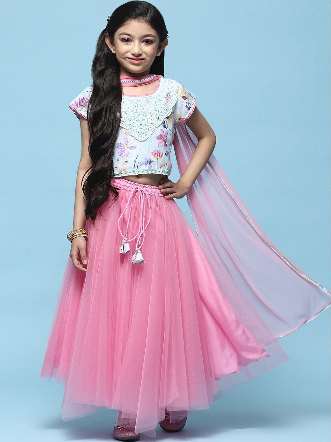 Biba Girls Printed Ready to Wear Lehenga & Blouse With Dupatta-picture-24