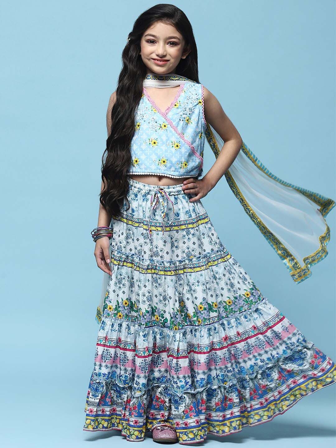 Biba Girls Printed Ready to Wear Lehenga & Blouse With Dupatta-image-40