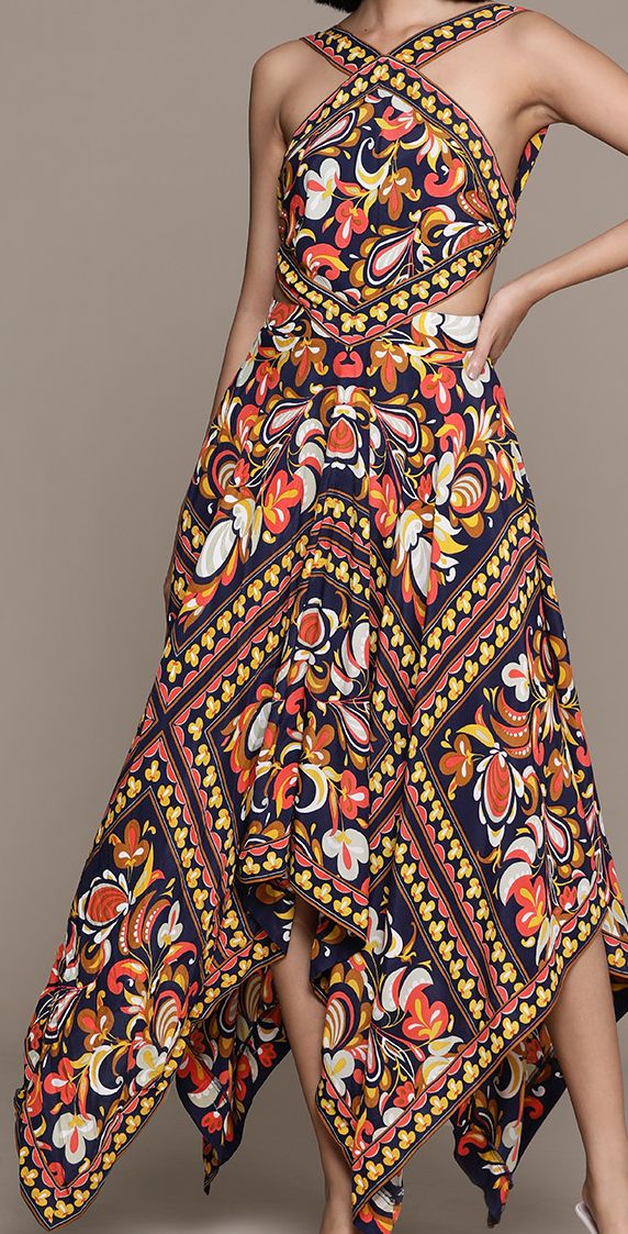 Buy Label Ritu Kumar Floral Print Halter Neck Crepe A-Line Maxi Dress -  Dresses for Women 27993816 | Myntra