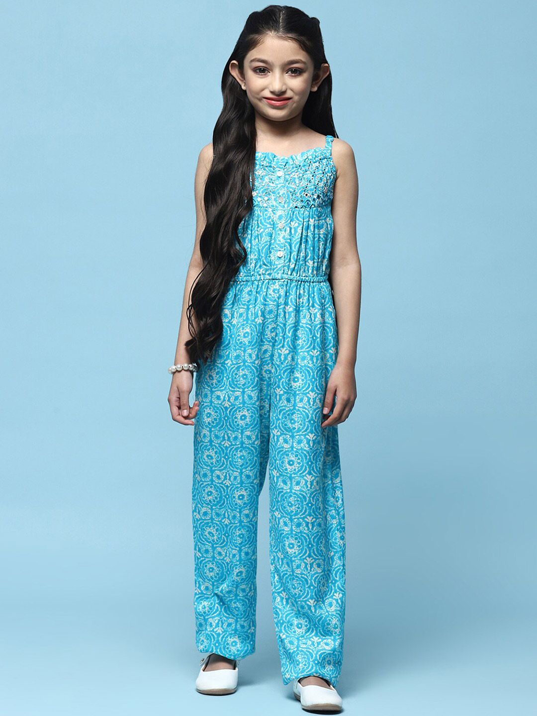 Biba Girls Printed Shoulder Straps Sleeveless Basic Jumpsuit-picture-43