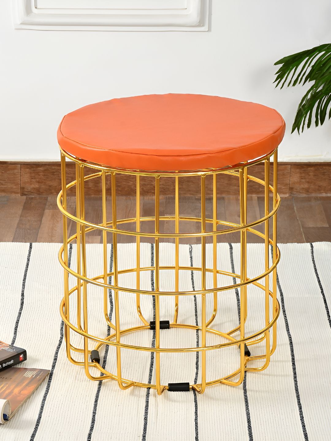 COMFIDELITAS Orange-Colored Cylindrical Shaped Seating Ottoman-picture-39