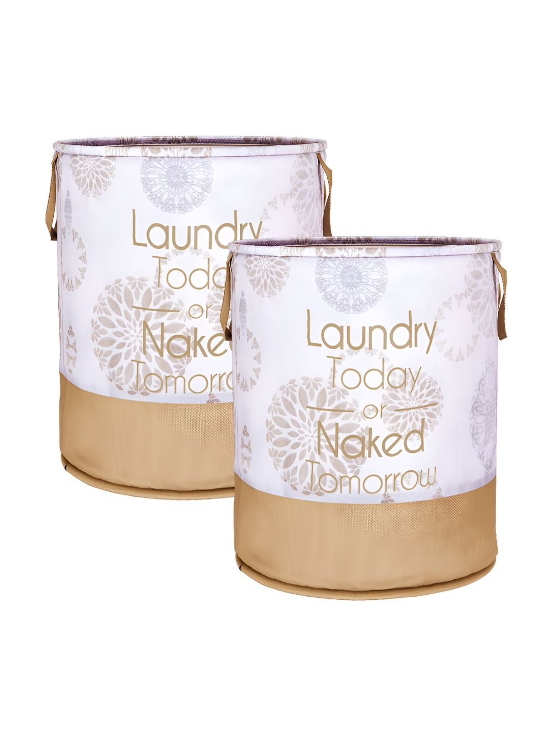 Kuber Industries 2 Pieces White & Beige Printed Laundry Bags-picture-46