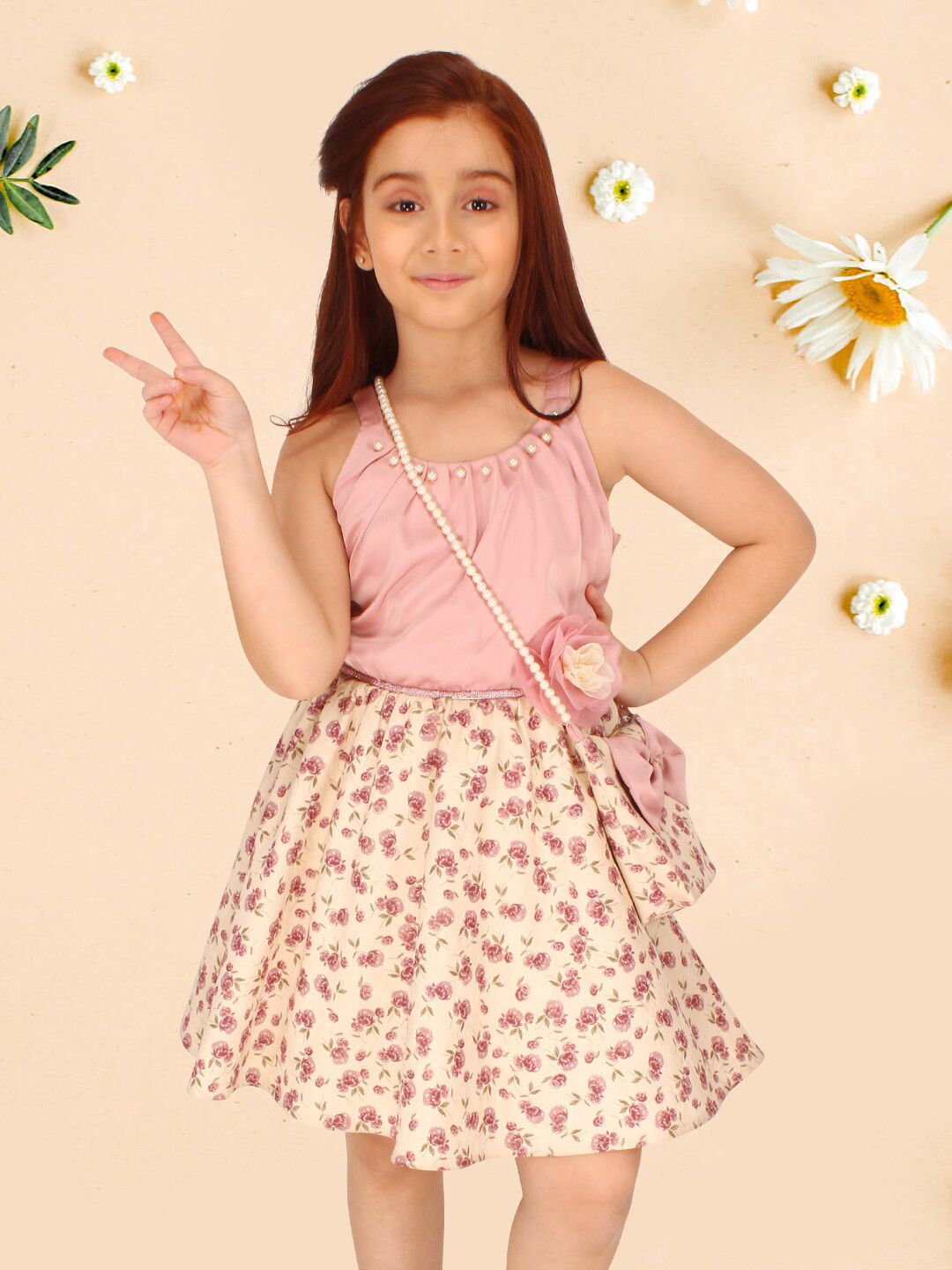 CUTECUMBER Girls Floral Printed Embellished Fit & Flare Dress-picture-21