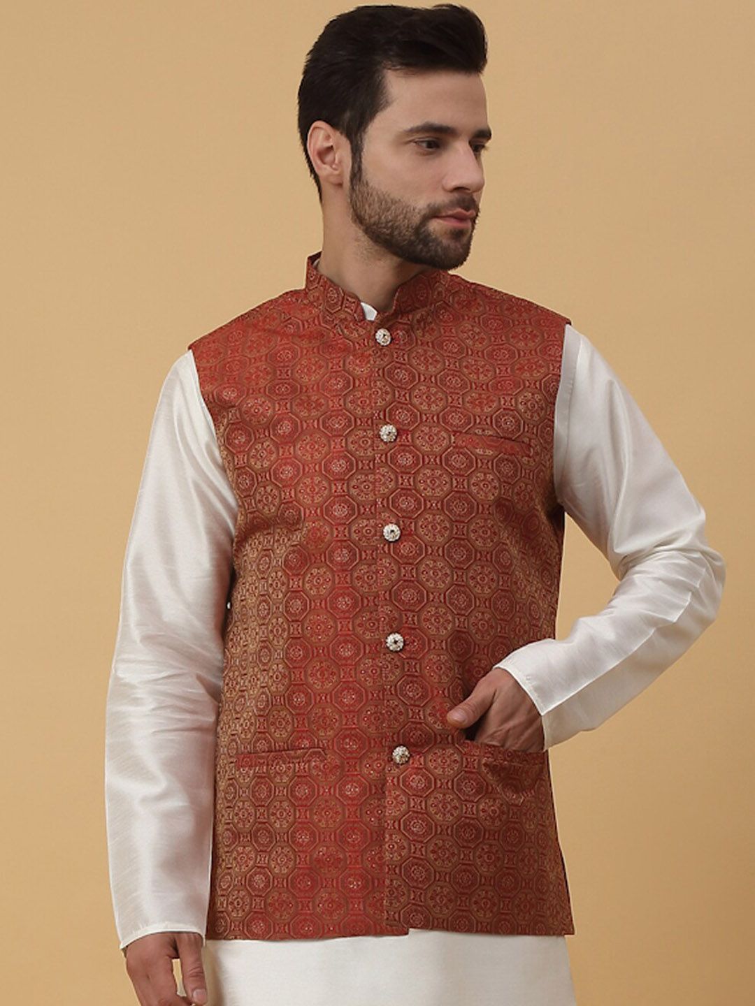 KRAFT INDIA Printed Woven Nehru Jacket-picture-39
