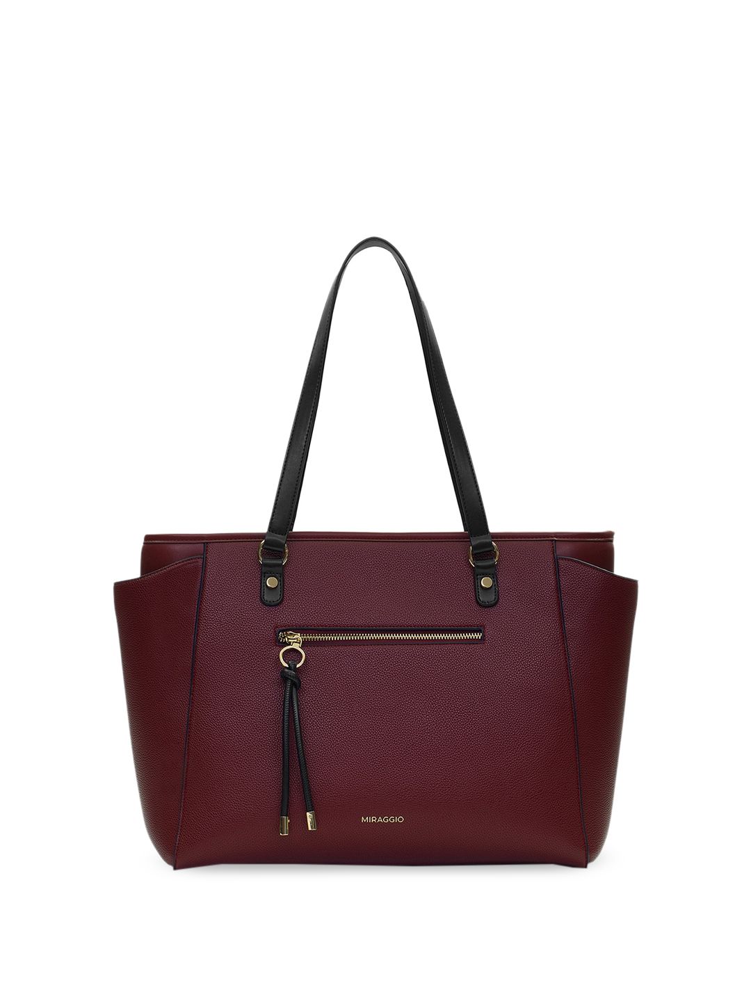 MIRAGGIO Abby Wine Solid Shoulder Tote Bag-picture-14