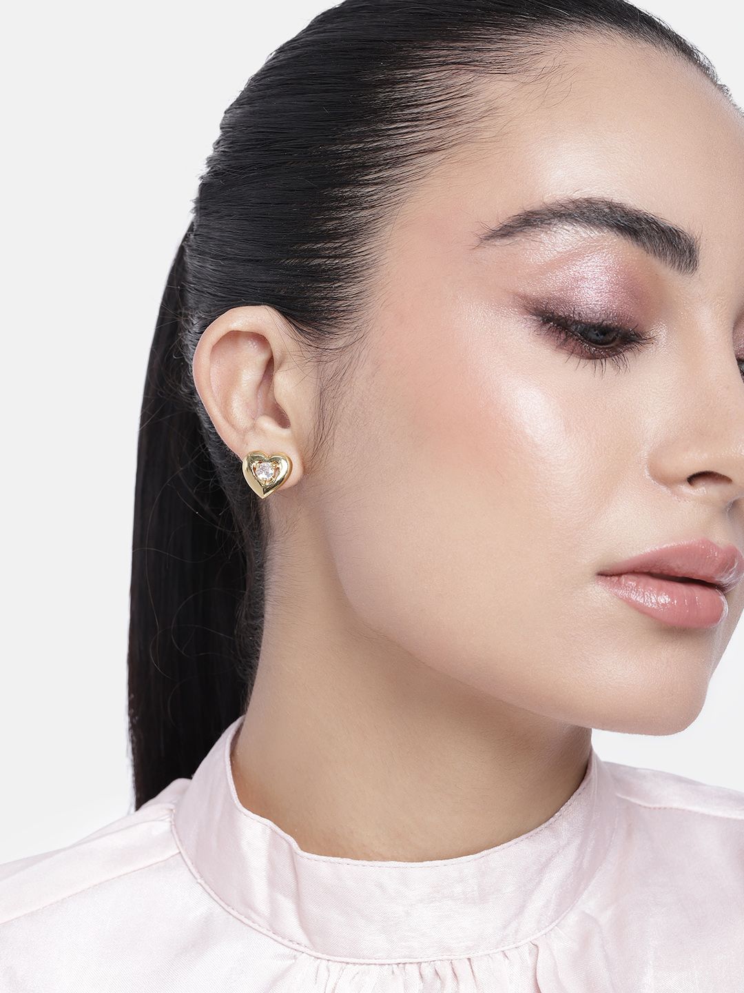 Estele Gold-Plated CZ Heart Shaped Studs-picture-38