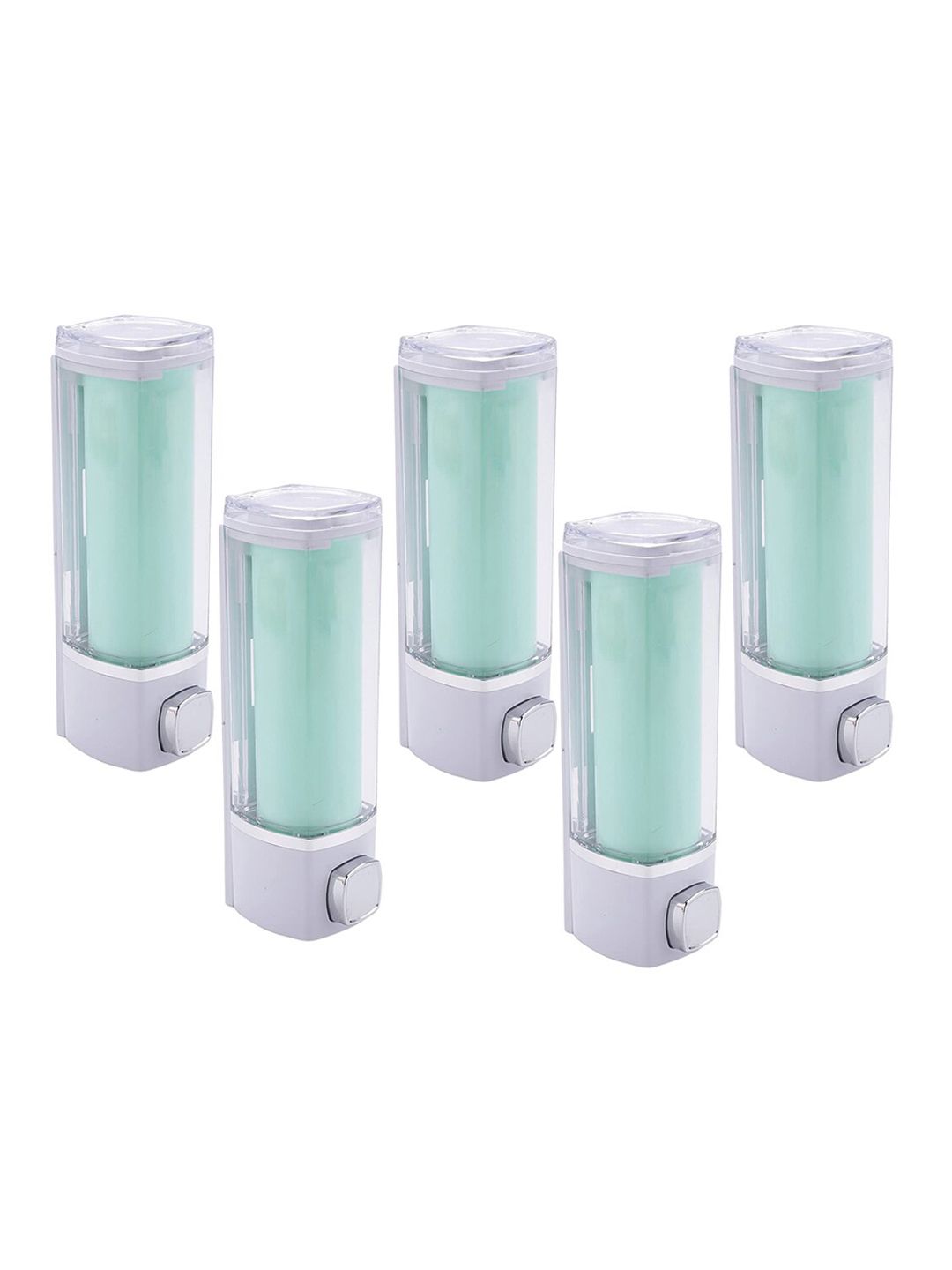 Kuber Industries Green 5 Pieces Bathroom Manual Shampoo & Soap Dispenser Accessories 250ml-picture-39
