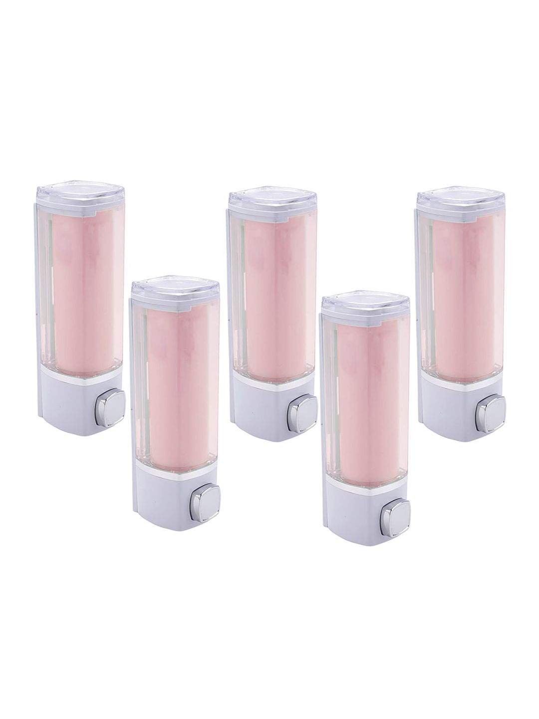 Kuber Industries Pink 5 Pieces Manual Shampoo & Soap Dispenser Bathroom Accessories 250 ml-image-29