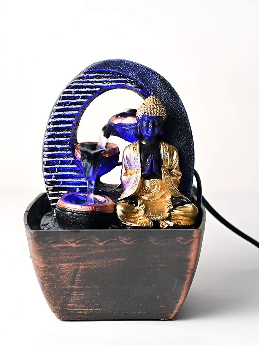 Floweraura Blue & Brown Tranquil Buddha Water Fountain