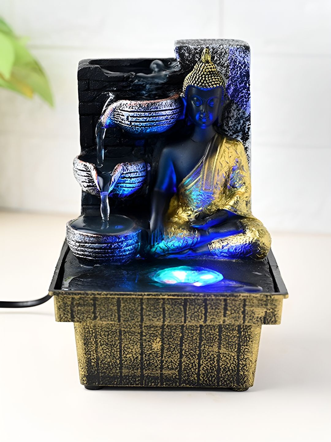 Floweraura Black & Blue Buddha LED Light Water Fountain-image-23