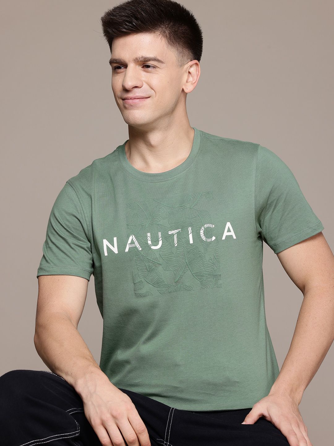 Nautica Men Brand Logo Printed Pure Cotton T-shirt-picture-22