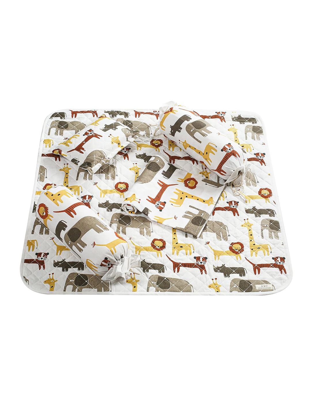NWF White & Yellow Geometric Cotton Bedding Set-picture-24