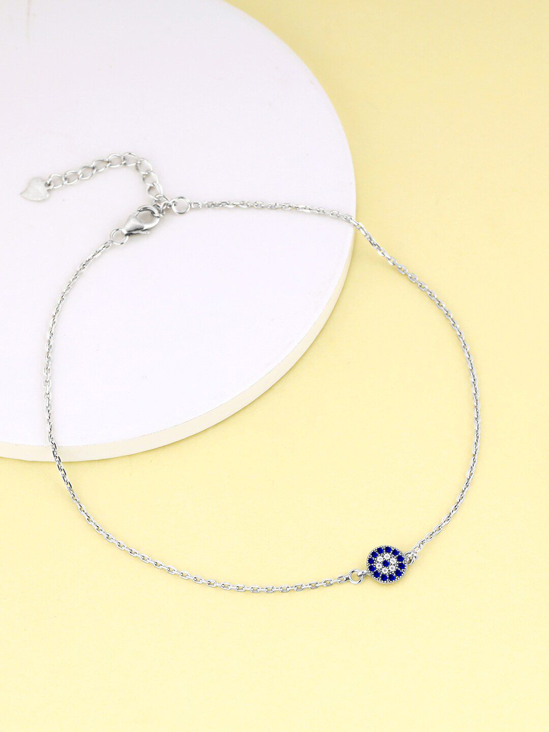 GIVA Rhodium-Plated 925 Sterling Silver Evil Eye Anklets