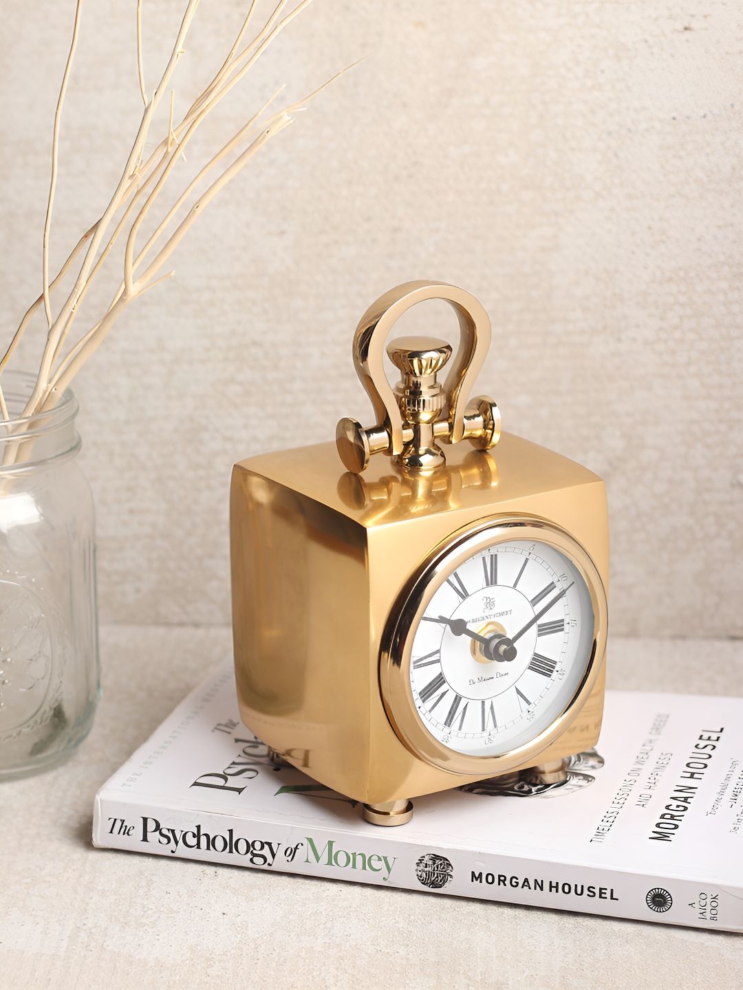 Decor de Maison Gold-Toned Contemporary Square Shaped Table Clock-image-33