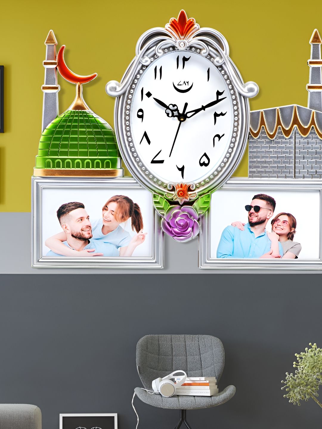 Attractionz Silver-Toned & White Textured Contemporary Analogue Oval Wall Clock-picture-17