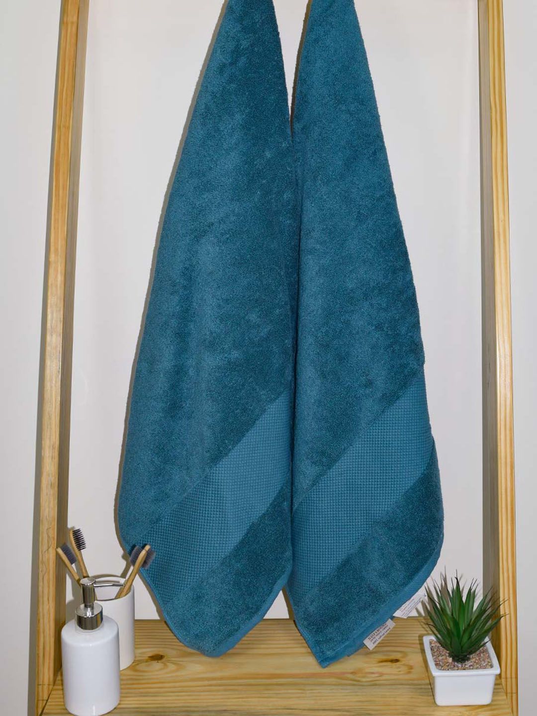Aura Turquoise Blue 2 Pieces Cotton 610 Gsm Bath Towels-picture-25