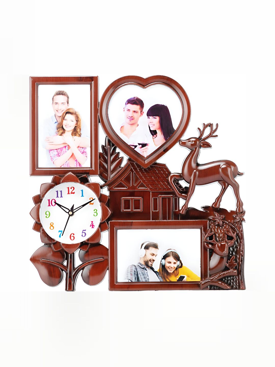 Attractionz Brown & White Round Shaped Contemporary Wall Clock-picture-16