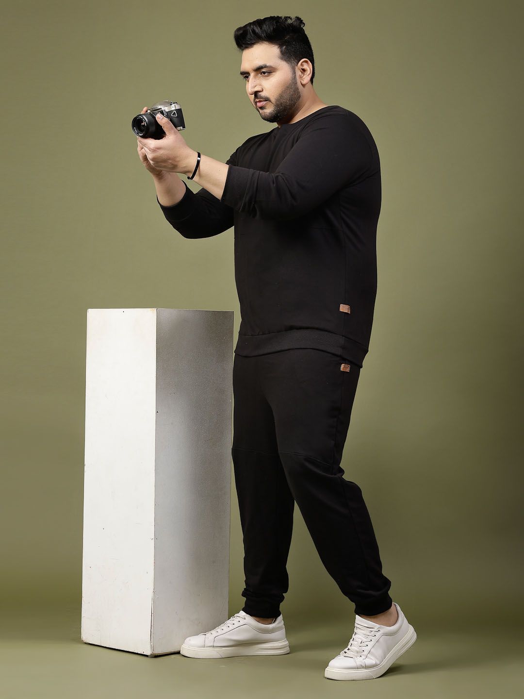 Rigo Plus Size Round Neck Terry Cotton Tracksuit-image-42