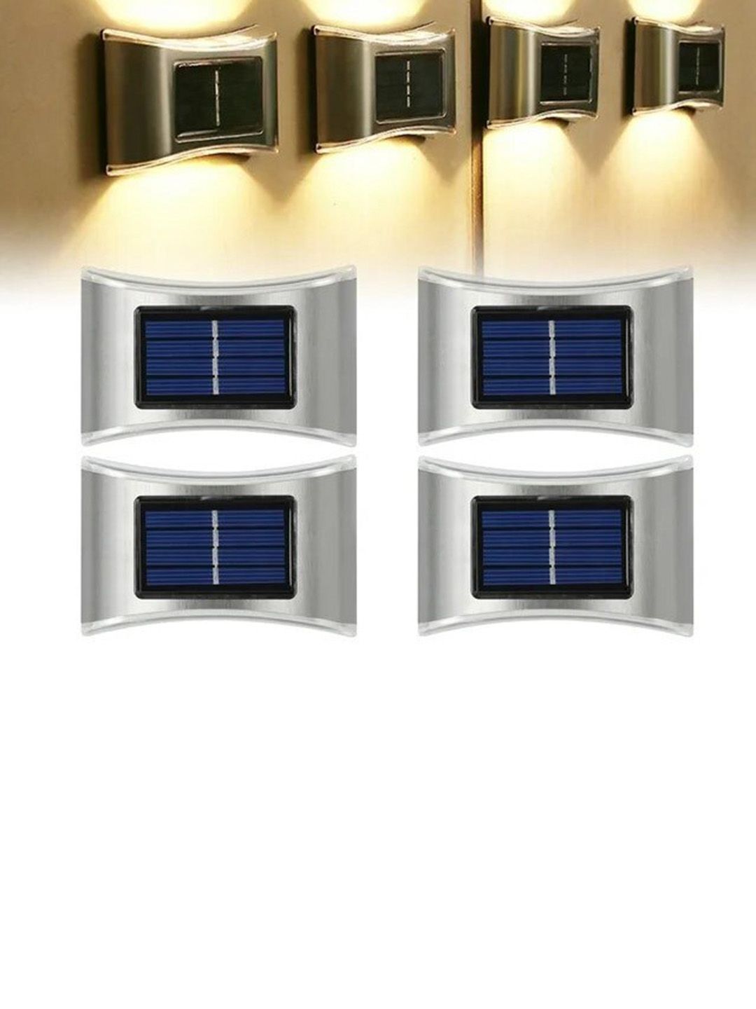 XERGY White 4 Pieces Solar Garden Fence Light Outdoor Lamps-picture-28