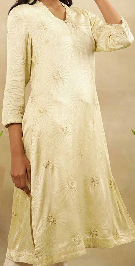 Women's Taupe Ethnic Motifs Printed A-Line Kurta