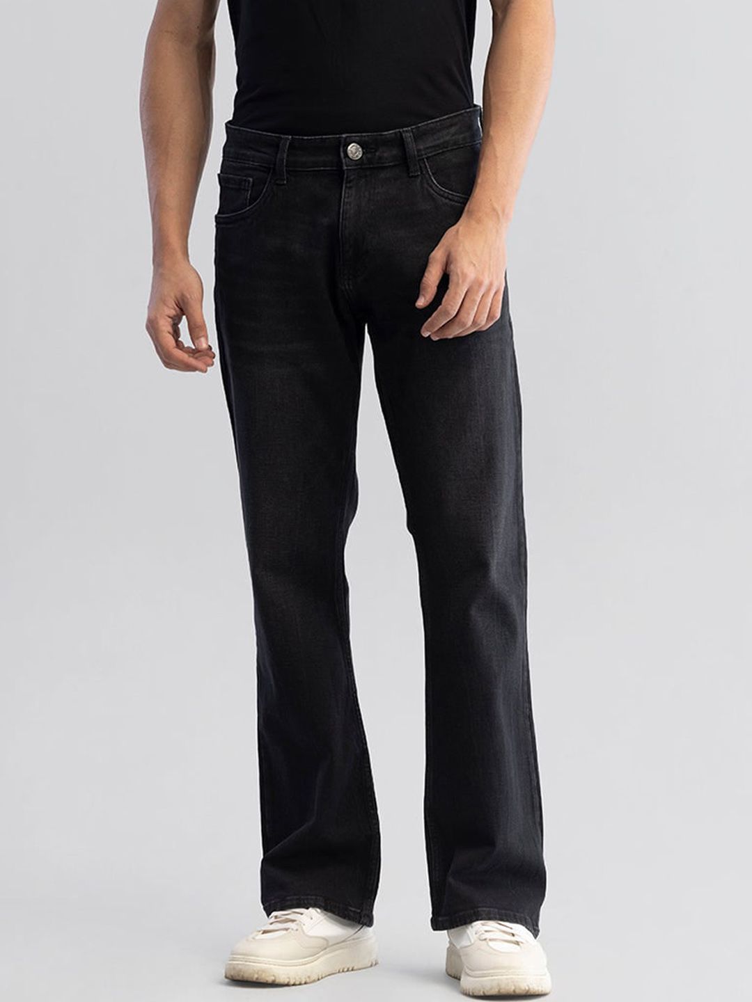 Snitch Snitch Black Men Bootcut Light Fade Stretchable Cotton Jeans