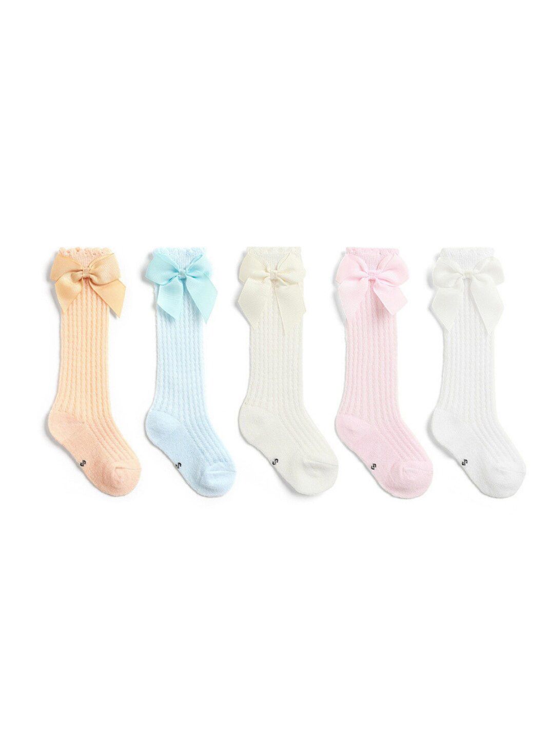 iSWEVEN Kids Pack Of 5 Patterned Breathable Cotton Knee Length Socks-picture-35