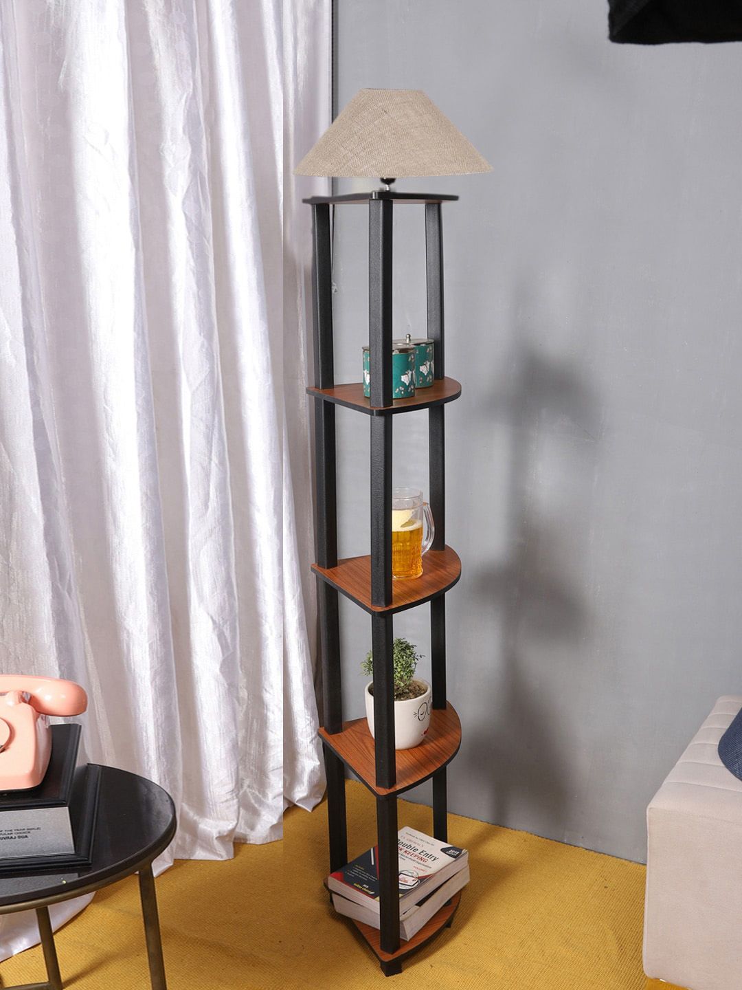 Devansh Beige Wooden Frustum Floor Lamp-picture-47