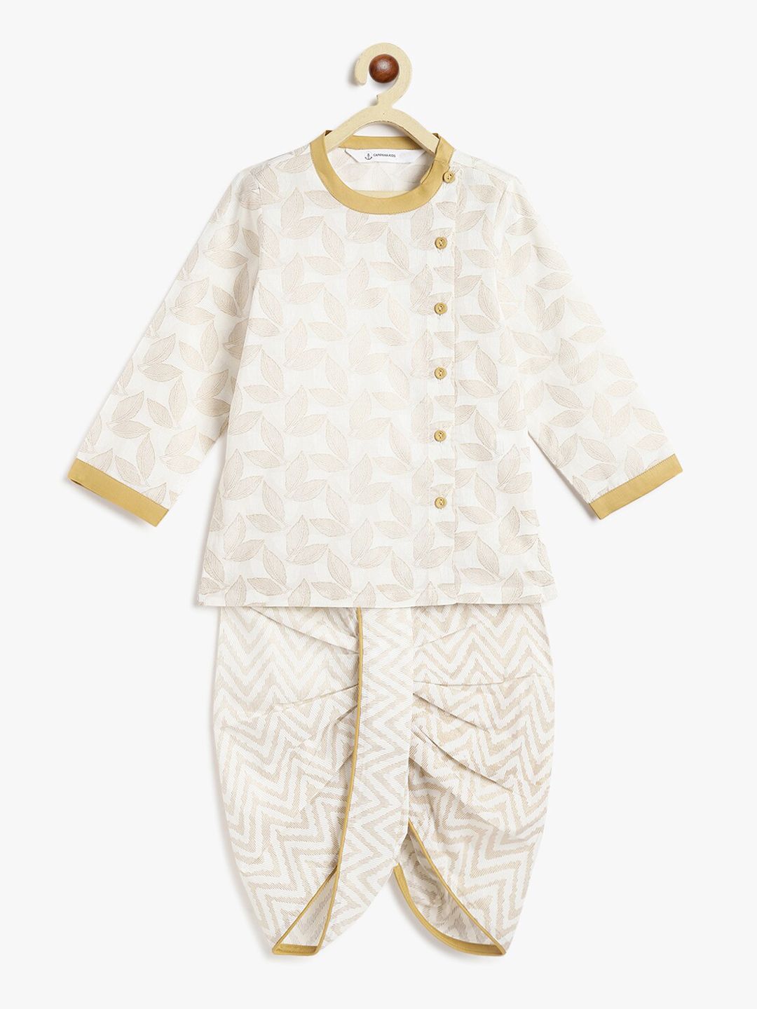 Campana Boys Ethnic Motifs Printed Angrakha Pure Cotton Kurta with Dhoti Pants-picture-11