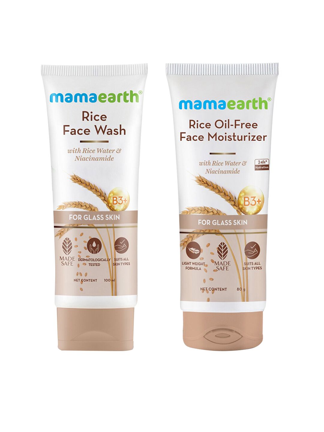 Mamaearth Mamaearth Rice Face Wash 100ml & Rice Oil-Free Face Moisturizer 80g Combo